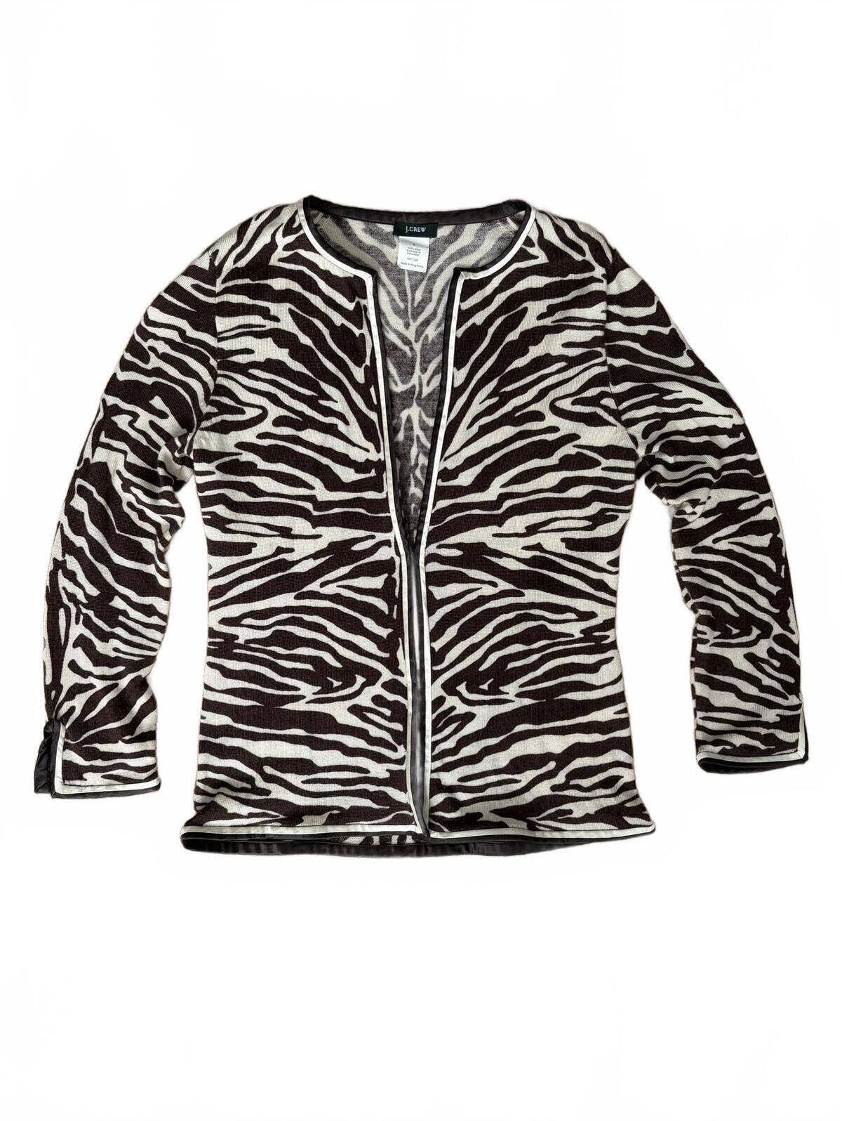 Vintage JCrew Zebra Print Wool Cardigan Sweater Size S